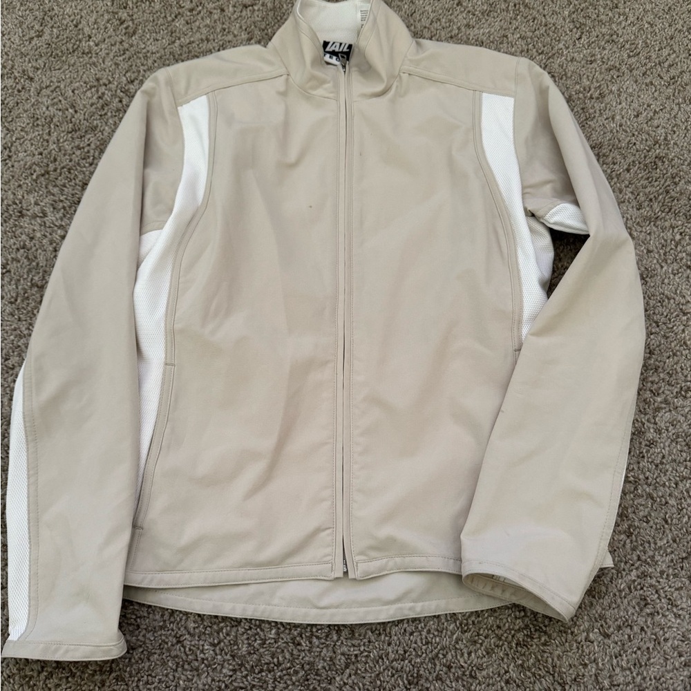 Vintage Tail Tech Full Zip Outerwear Jacket  Windbreaker Size Small Cream Beige
